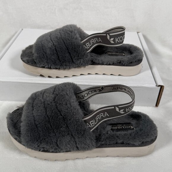 Koolaburra By UGG Fuzzn II Slippers Women Size 6 Gray Back Strap Sandal Open Toe - Picture 1 of 10